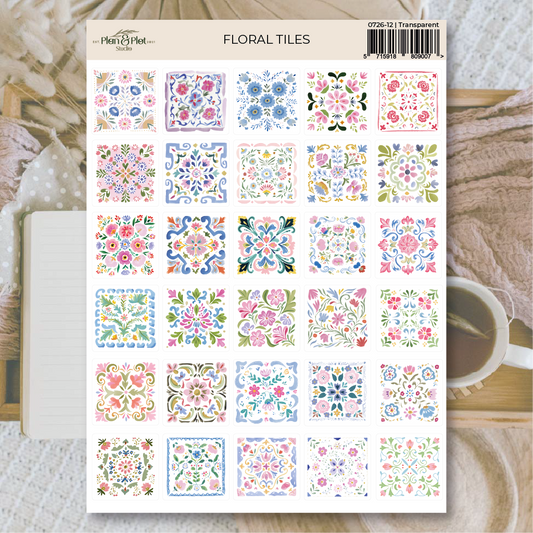 Floral Tiles Sticker Sheet Set - Plan & Plot Studio