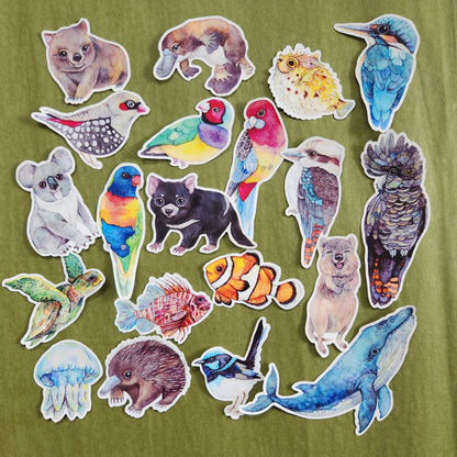 Australian Animals Vinyl Sticker Pack – 21 pcs-Rachel The Turtle Journal