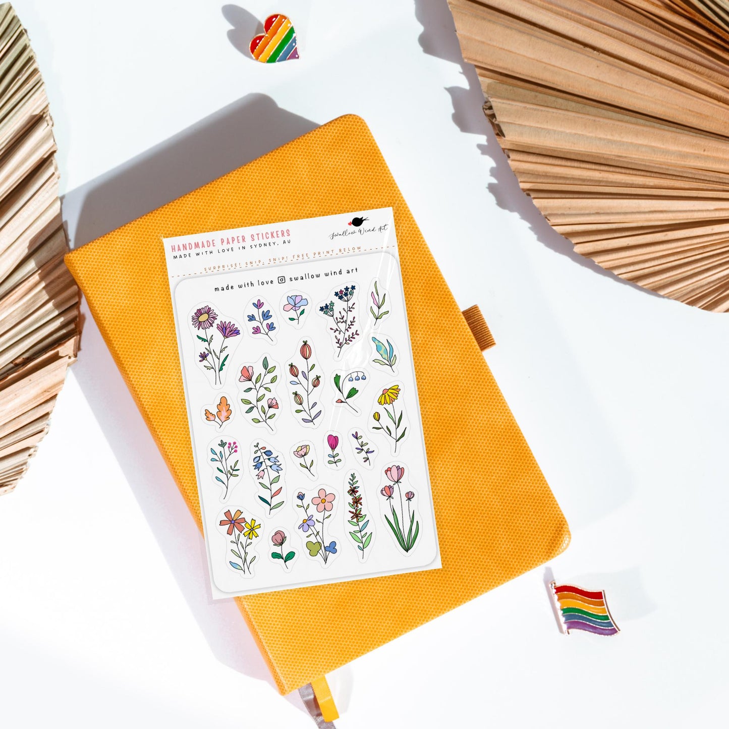 Wildflowers and Leaves v2 Sticker Sheet - Swallow Wind Art