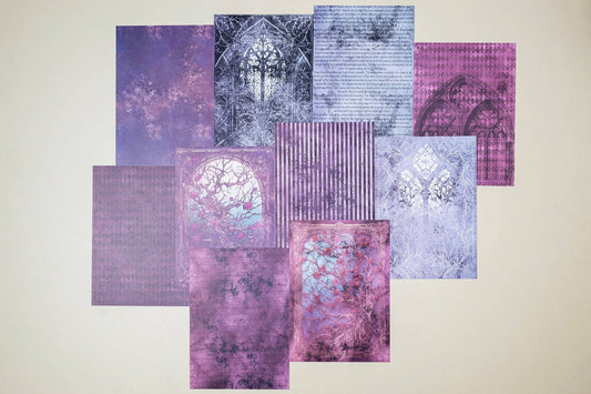 A5 Shabby Gothic Paper Set - Cora Crea Crafts (10 sheets)
