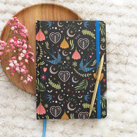 Midnight Bloom Print A5 Notebook - Lined (200 pages)
