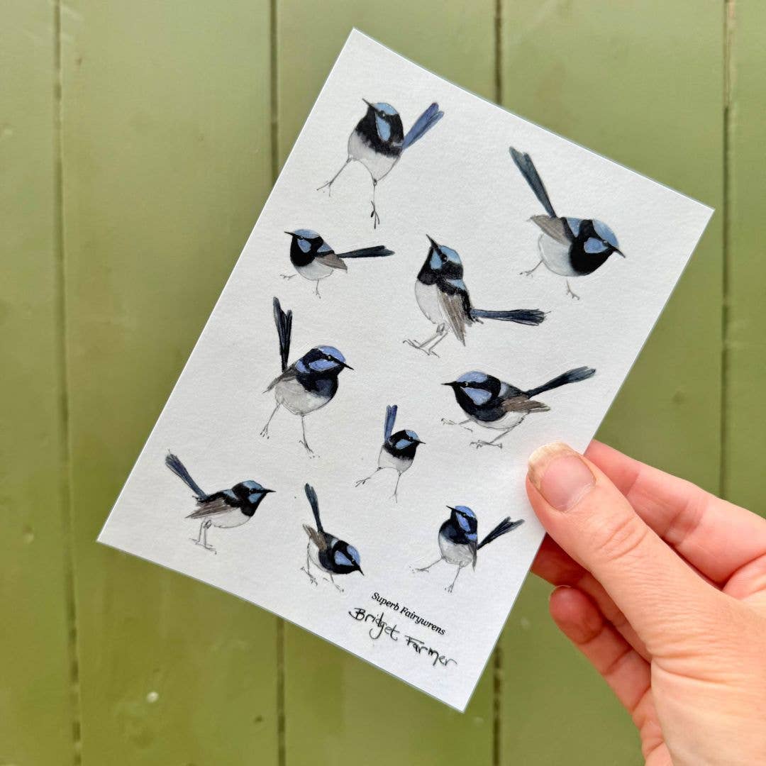 Fairywren Sticker Sheet (A6) - Bridget Farmer-Rachel The Turtle Journal