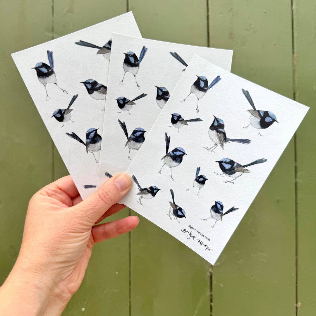 Fairywren Sticker Sheet (A6) - Bridget Farmer-Rachel The Turtle Journal