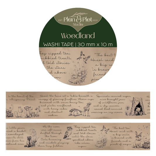 Woodland Washi tape - Plan & Plot Studio (10m)-Rachel The Turtle Journal