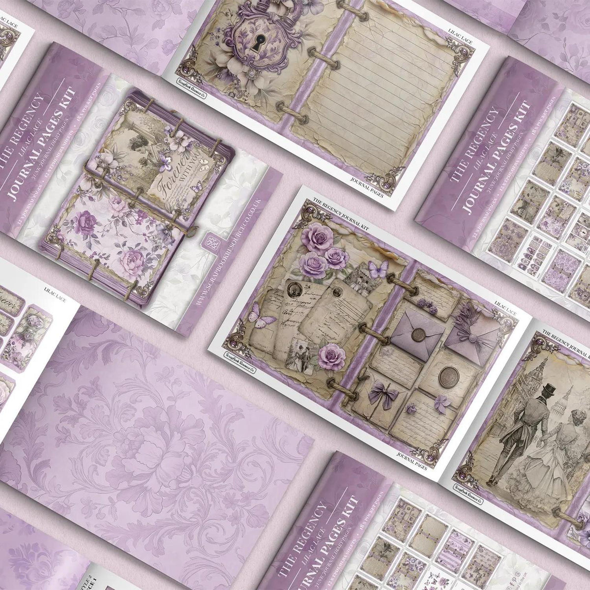 "The Regency Lilac Lace" Junk Journal Kit - Scrapbook Resource Co (Make 30 Pages+)-Rachel The Turtle Journal