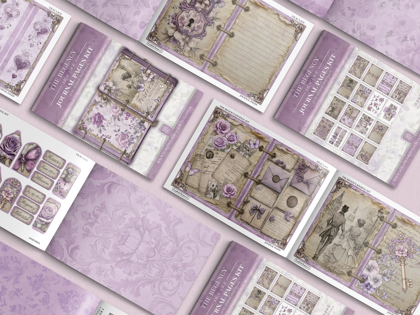 "The Regency Lilac Lace" Junk Journal Kit - Scrapbook Resource Co (Make 30 Pages+)