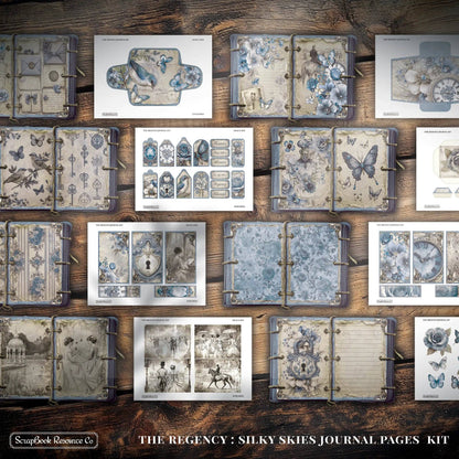 "The Regency Silky Skies" Junk Journal Kit - Scrapbook Resource Co (Make 30 Pages+)