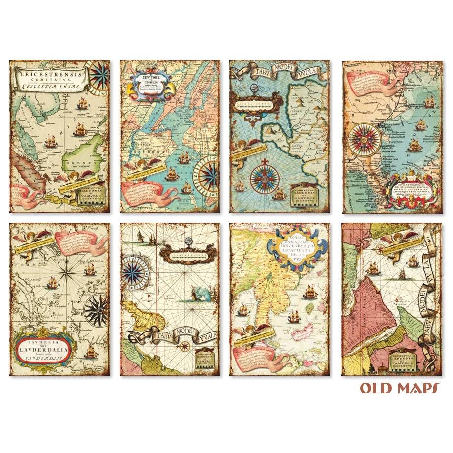 Old Maps - MINI Scrapbook Paper-Rachel The Turtle Journal