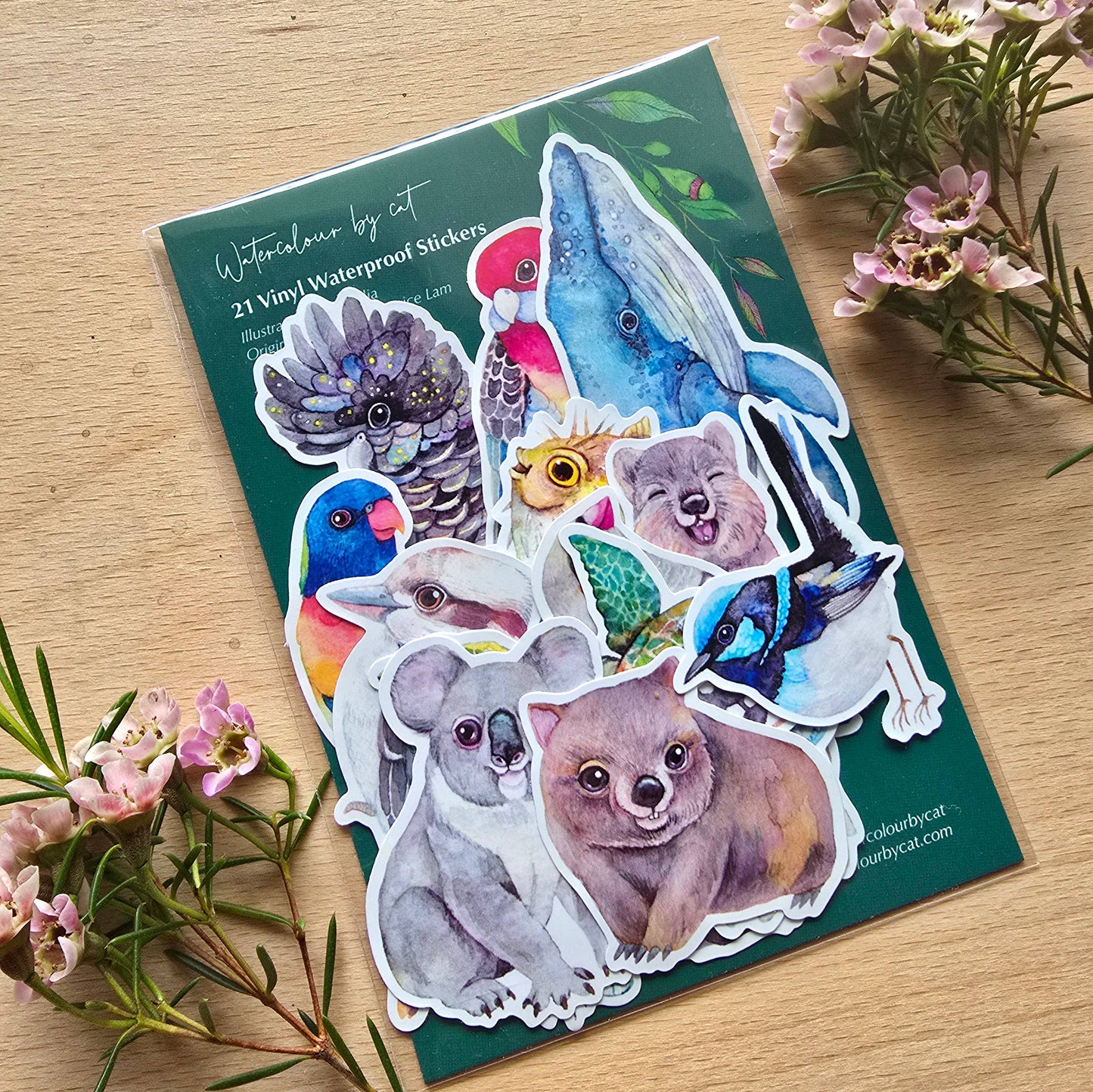 Australian Animals Vinyl Sticker Pack – 21 pcs-Rachel The Turtle Journal