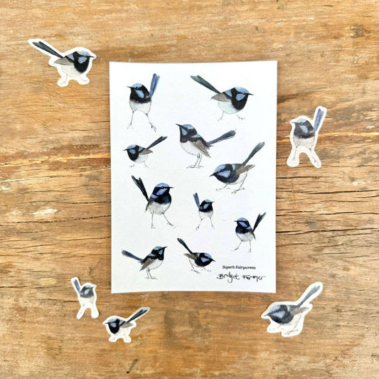 Fairywren Sticker Sheet (A6) - Bridget Farmer