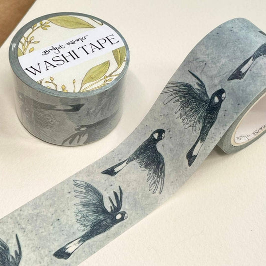 Black Cockatoos Washi (wide 30mm) - Bridget Farmer