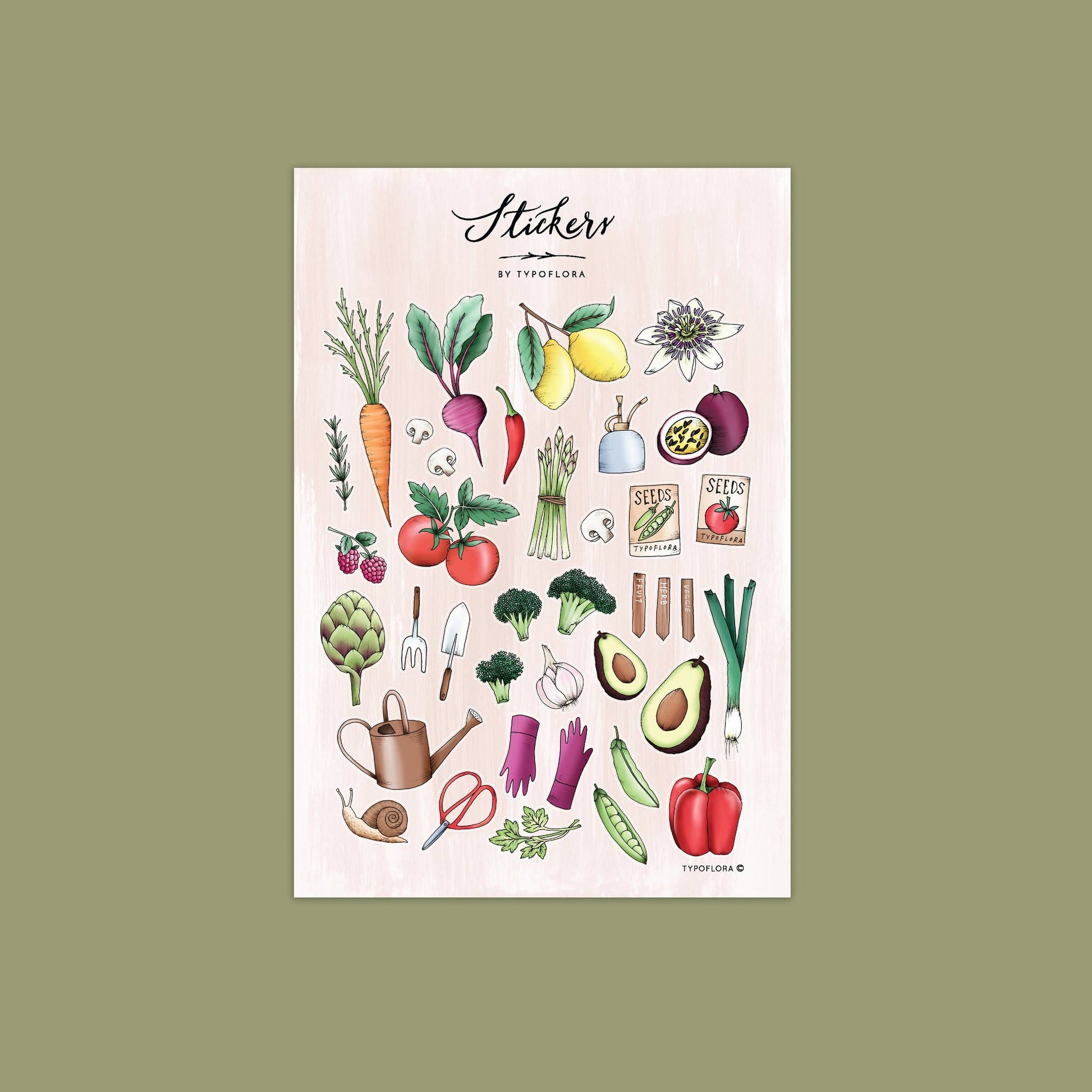 Garden Lovers Sticker Sheet Set - Typoflora (1 sheet)-Rachel The Turtle Journal