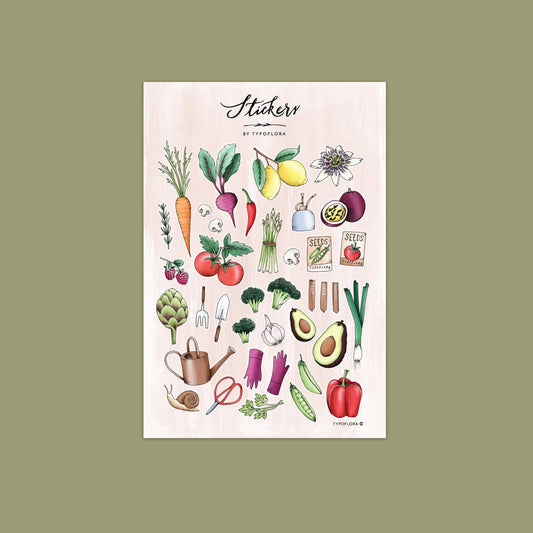 Garden Lovers Sticker Sheet Set - Typoflora (1 sheet)-Rachel The Turtle Journal