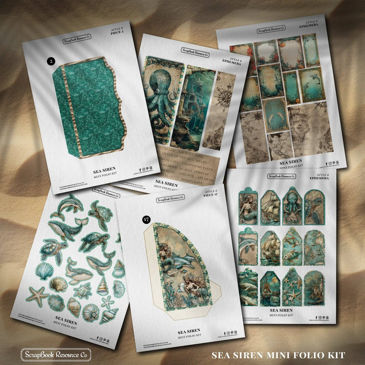 Sea Siren Mini Folio Kit - Scrapbook Resource Co