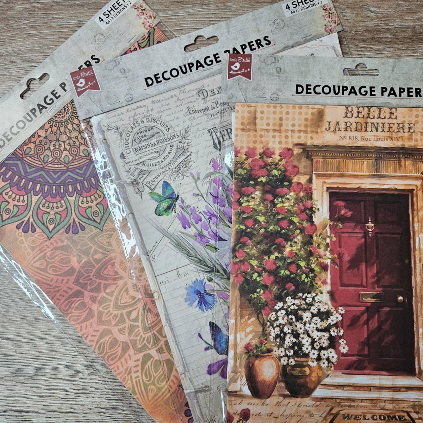 A4 Decoupage Paper Pack (4 sheets)