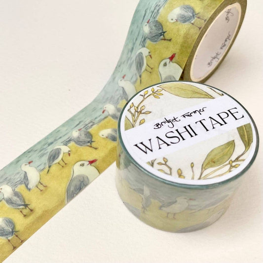 Silver Gulls Washi (30mm wide washi roll) - Bridget Farmer