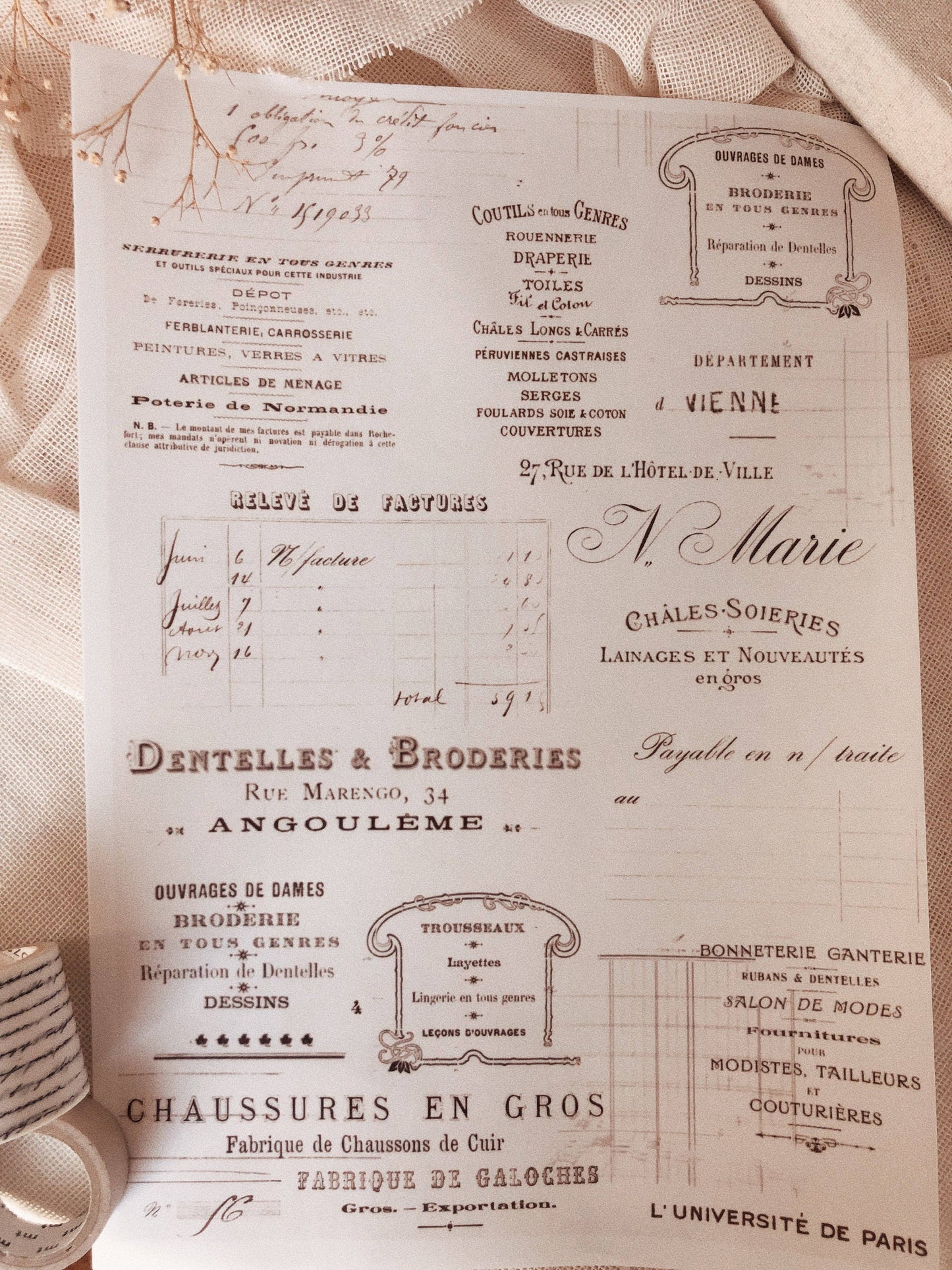 5 x A5 Full Page Stickers - French Ephemera - Chapteries from France