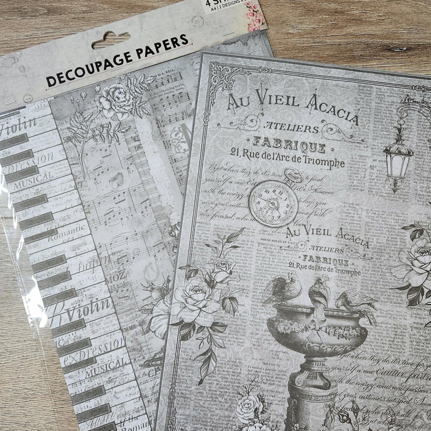 A4 Decoupage Paper Pack (4 sheets)