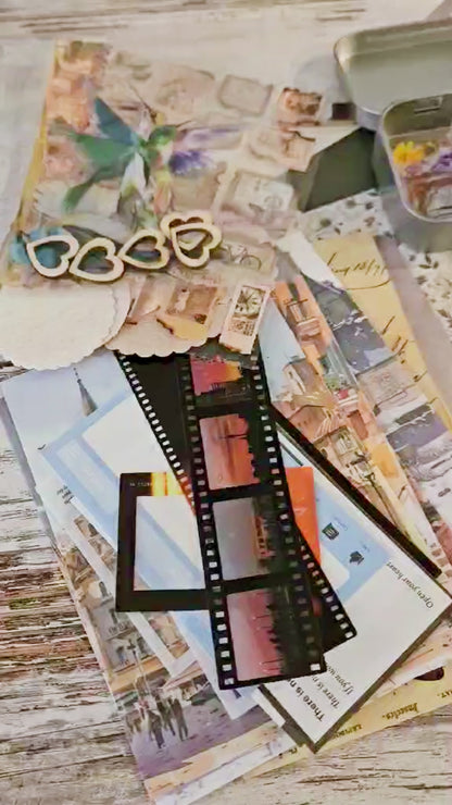 90 piece Beginner Junk Journaling Papercraft Mystery Box + BONUS