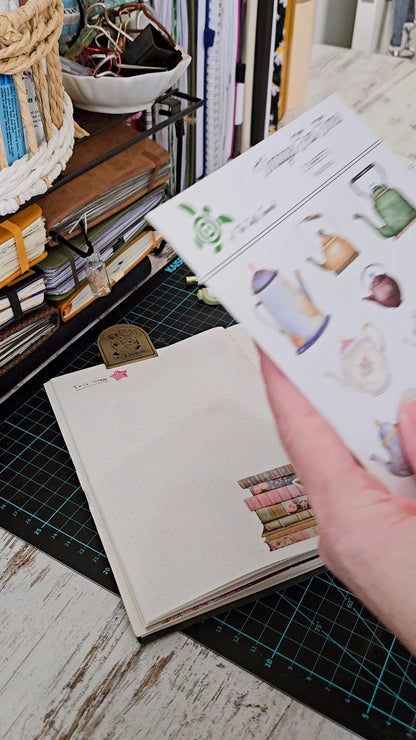 Vintage Tea Time Watercolour Matte Sticker Set (2 sheets) - The Turtle Journal