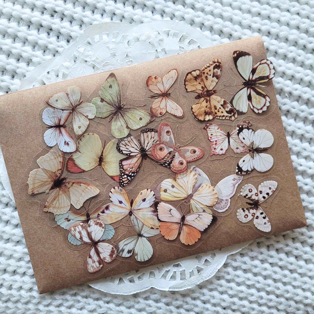 Butterfly Stickers - 20 pieces - Rachel The Turtle Journal - Ashen - -