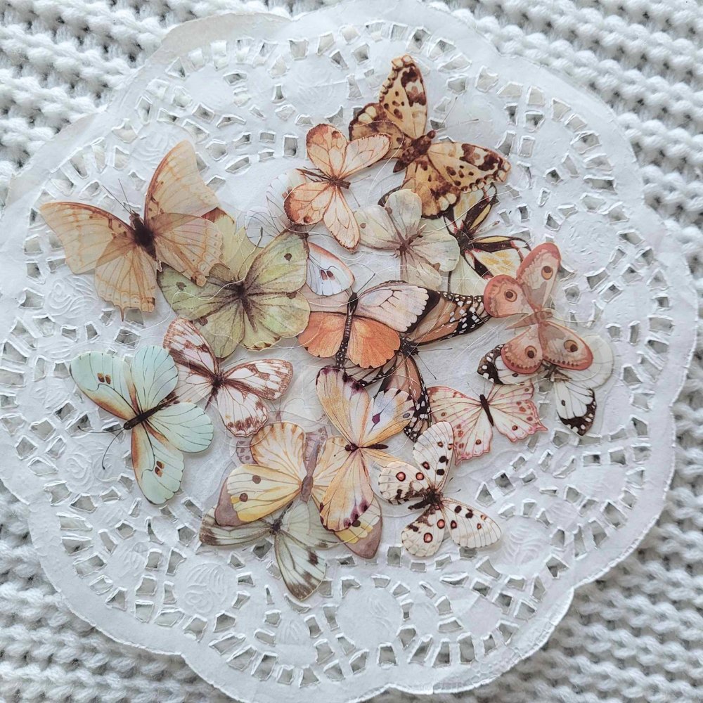 Butterfly Stickers - 20 pieces - Rachel The Turtle Journal - Ashen - -