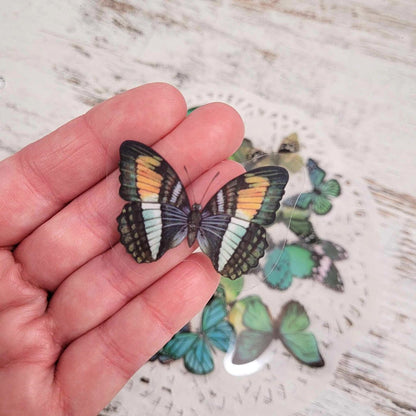 The Turtle Journal - Stickers and Embellishments - Butterfly Sticker Set PET Kiss cut - Scrapbooking Junk Journaling Spring Monarch Emerald Lavender Blue Pink Pack of 20 Stickers Aussie Business