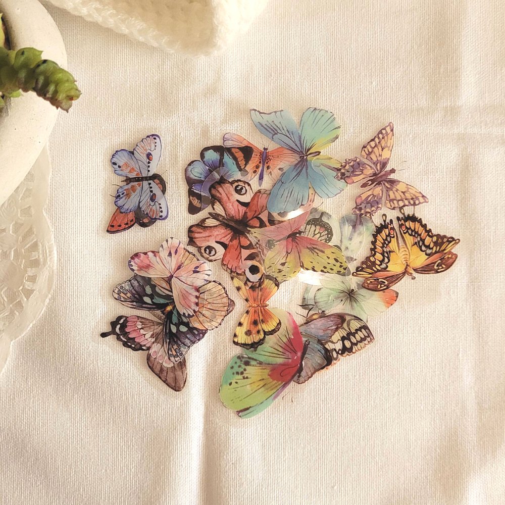 Butterfly Stickers - 20 pieces - Rachel The Turtle Journal - Majestic - -