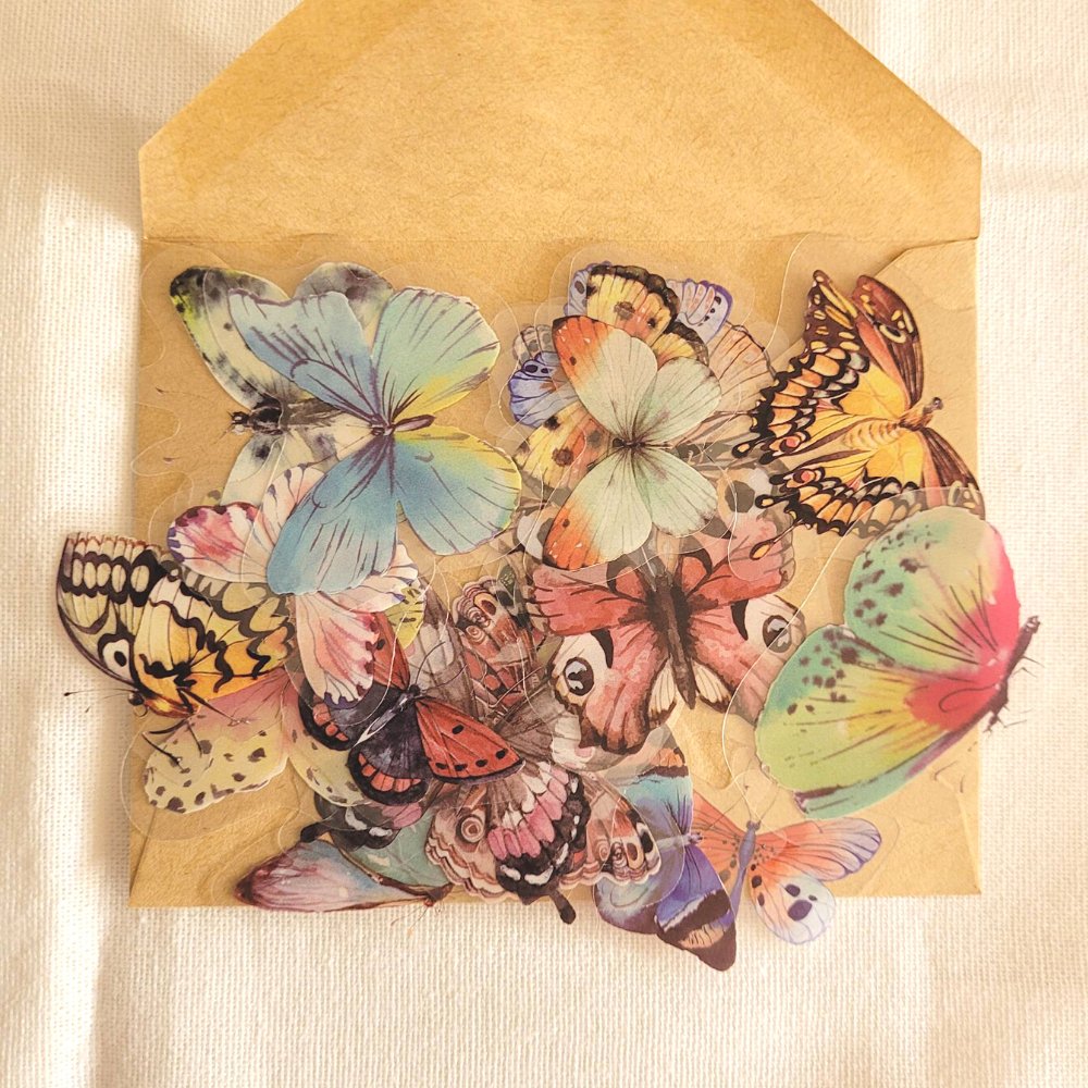 Butterfly Stickers - 20 pieces - Rachel The Turtle Journal - Majestic - -