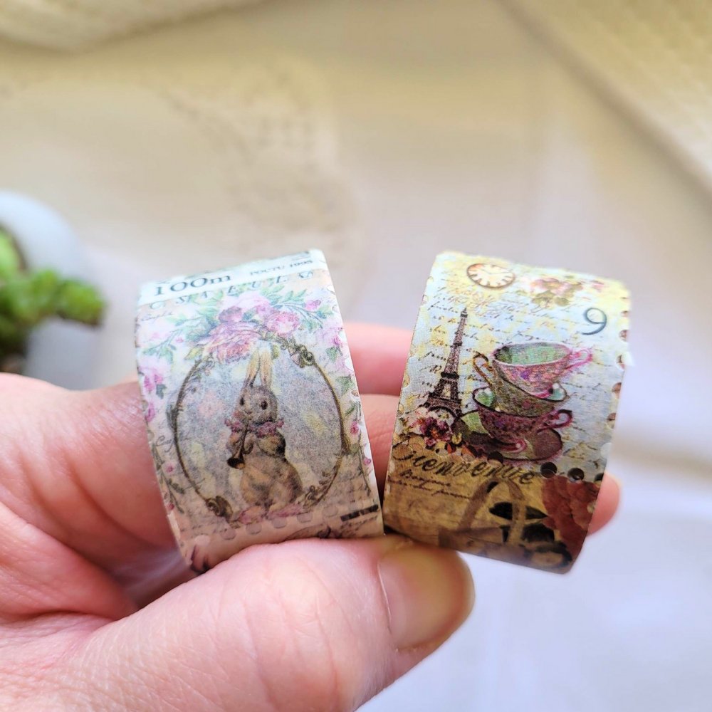 Perforated Stamps Washi Set - Rachel The Turtle Journal - Parisian Cafe & Whimsical Wildlife - -