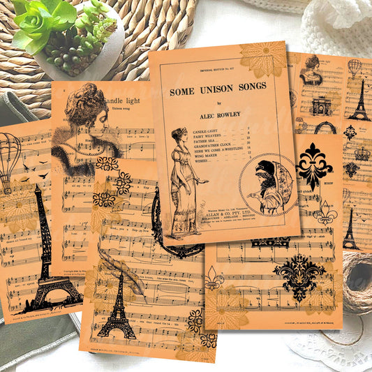 Printable: Paris Music Pages Bundle - circa 1945 - Rachel The Turtle Journal - - -