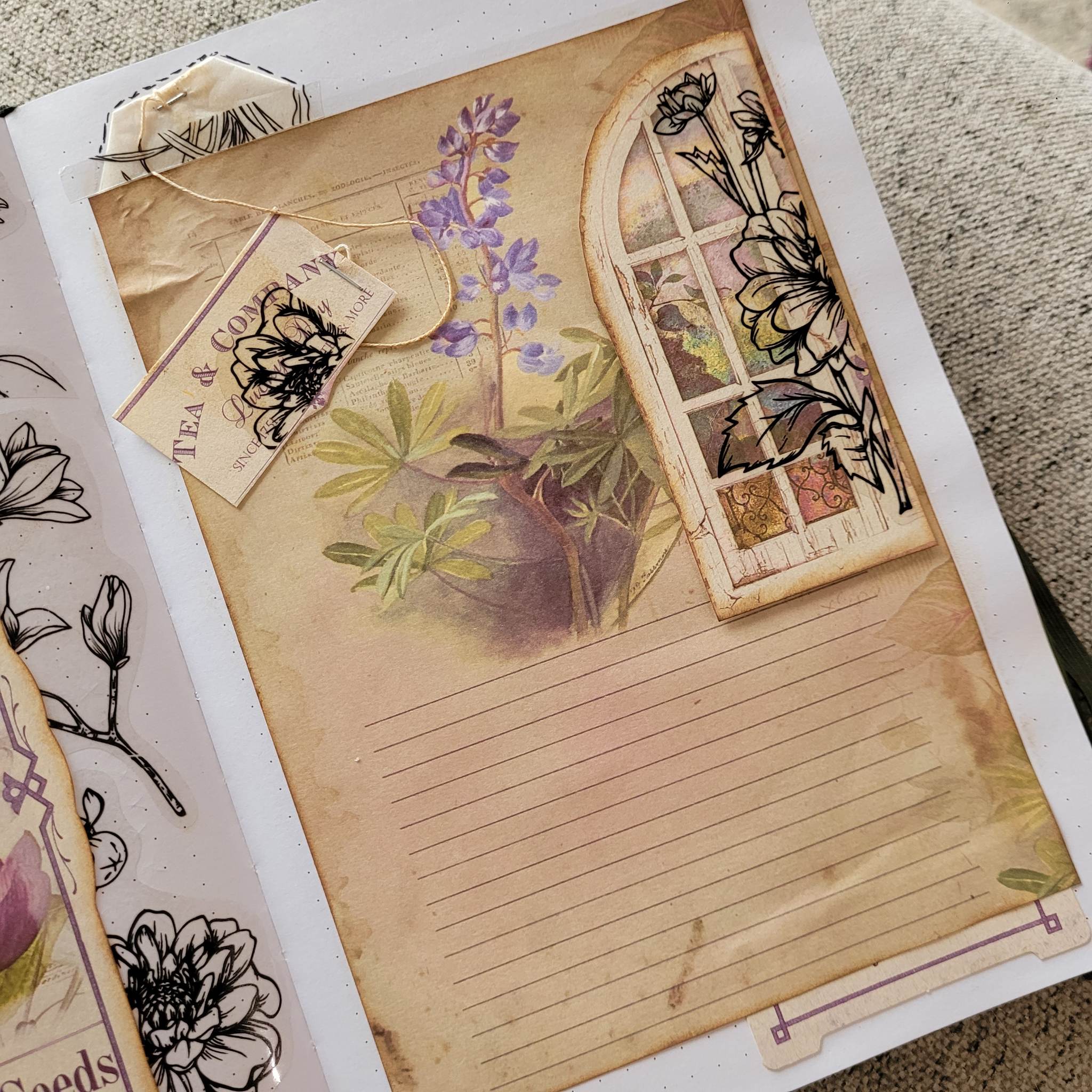 A book of 20 sheets of junk journal botanical stickers. Journal stickers,  scrapbook stickers, botanical floral stickers, washi stickers.