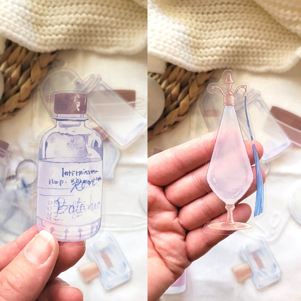 Transparent Bottle Stickers - 20 piece - Rachel The Turtle Journal - 1 Set - -